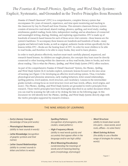 The Fountas & Pinnell Phonics, Spelling, and Word Study Systems: Explicit, Systematic, and Grounded in the Twelve Principles from Research